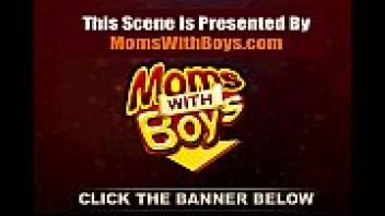 Mature maid fucks boy on sofa after catching him with porn